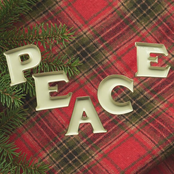 BOX Set 5 Mikasa PEACE PLATES Gold Trim PORCELAIN Holiday Elegance SNACK TRAY - Picture 6 of 8